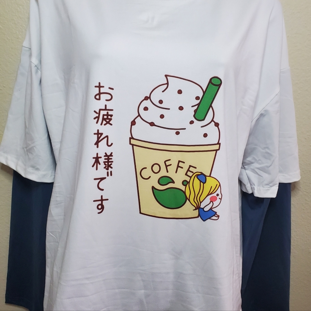 Layered K-style Coffee Boba Long Sleeve Tshirt